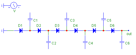 Каркасная схема умножителя напряжения на 6.